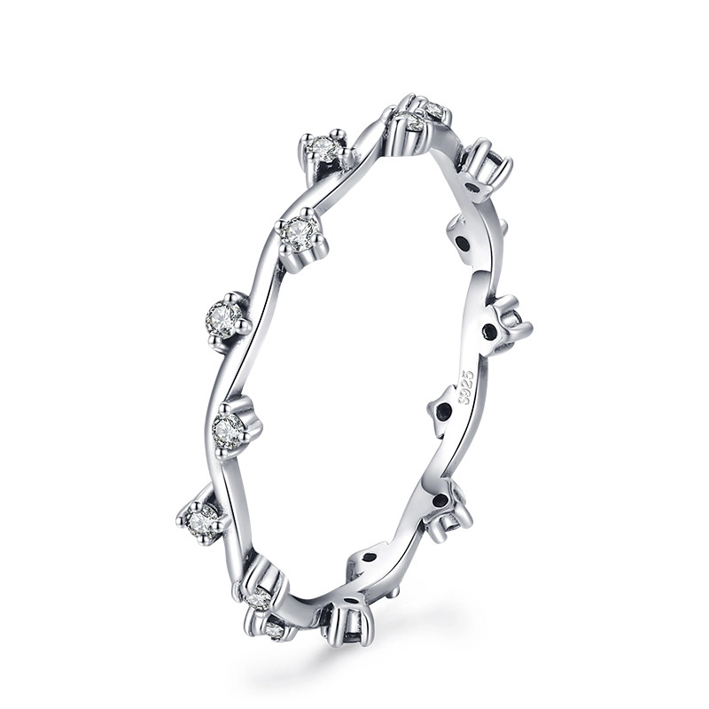 Hainon 2021 fashion s925 sterling silver irregular zircon ring all match jewelry Gift card flannel bag set 1