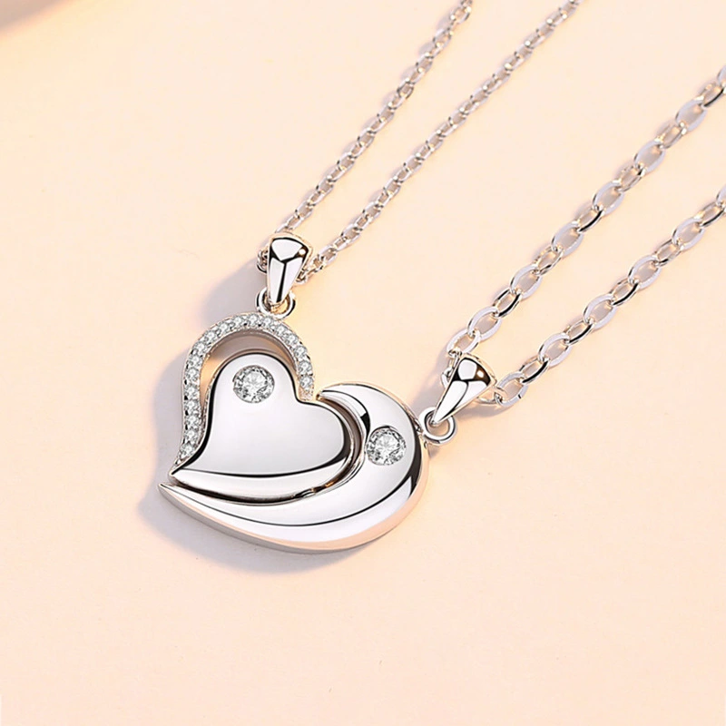 Hainon Couple necklace jewelry a pair of 925 sterling silver heart love creative valentine's day gift 1