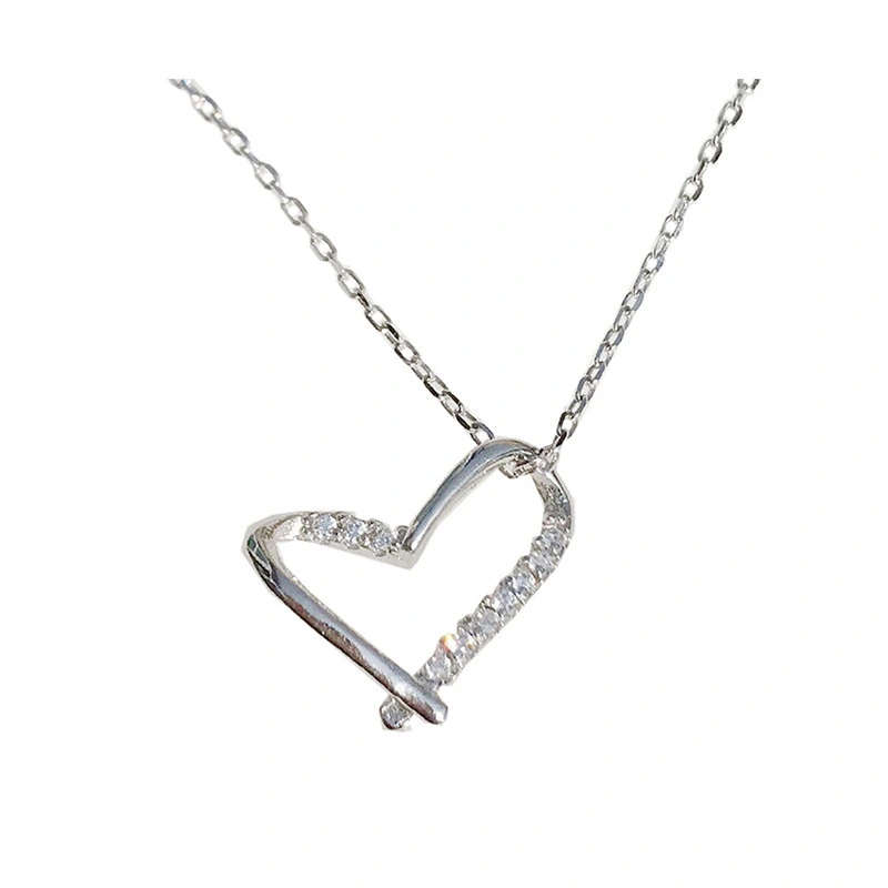 Hainon Love necklace female 925 sterling silver clavicle chain simple wild short temperament heart jewelry 1