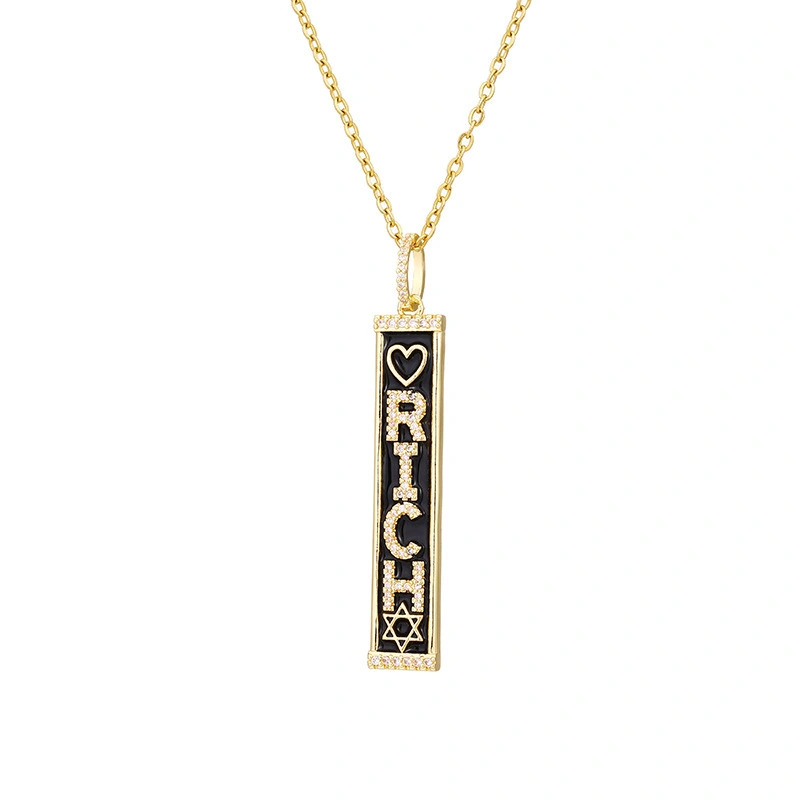 Hainon Dainty RICH LOVE MOM KISS long letter Necklace stainless steel Chain Necklace jewelry gift Dropshipping 1