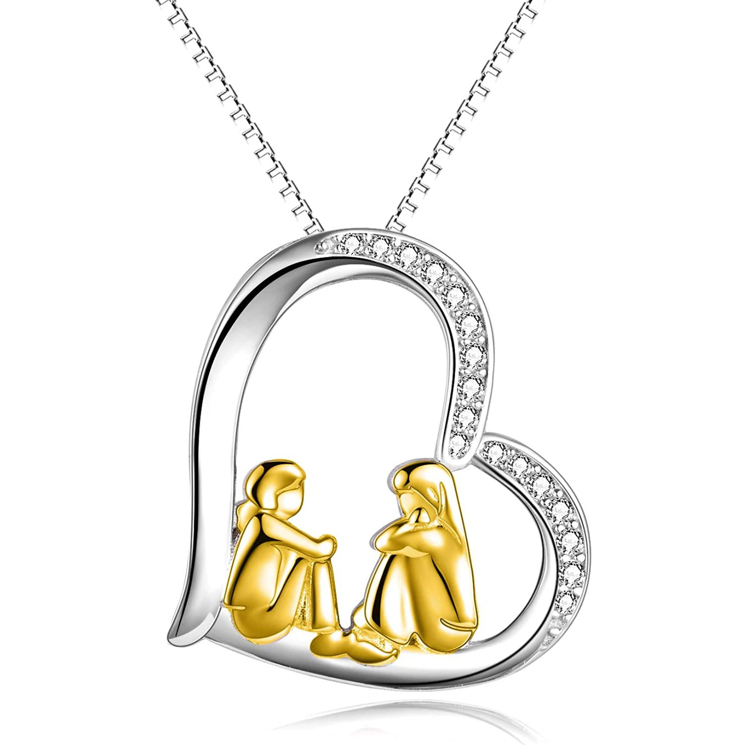 Hainon new fashion wholesale heart Necklace Jewelry with zircon gift for friend sister Gift card flannel bag set 1
