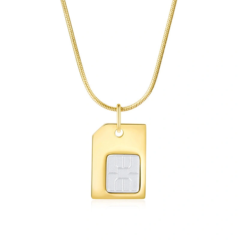 Hainon SIM Mobile Phone Card Pendant Necklace Stainless Steel Creative European and American Style Unique Chain Necklace 1