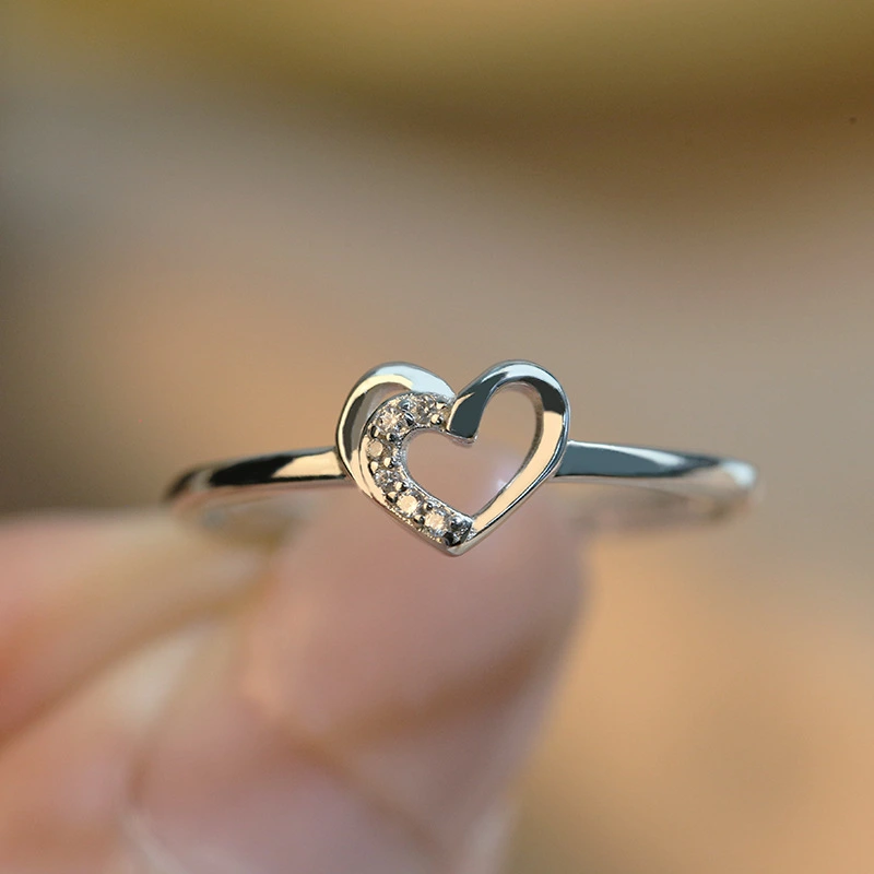Hainon s925 sterling silver simple high quality zircon love small diamond ring female fashion design all match 1