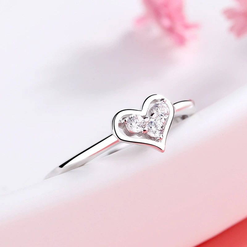 Hainon s925 sterling silver heart ring female diamond love single ring engagement ring hand jewelry wholesale 1