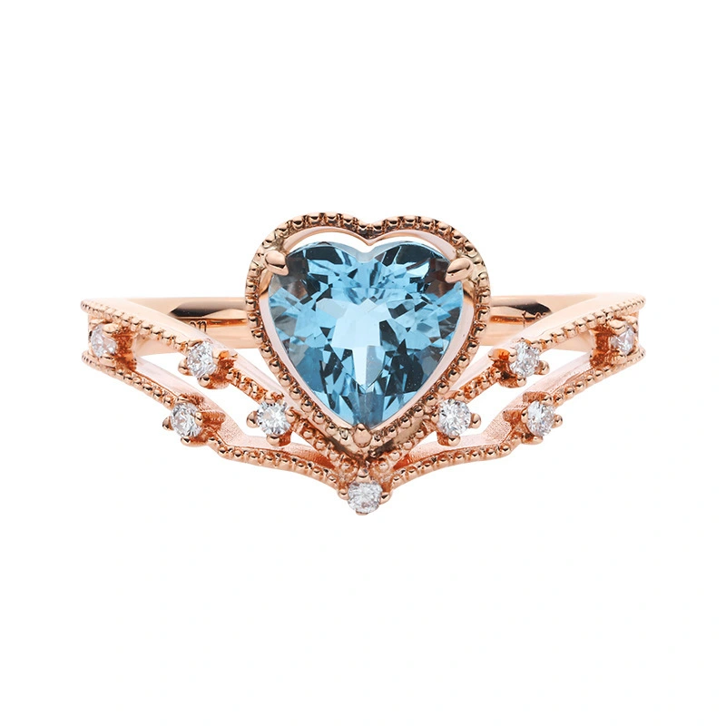 Hainon New ring s925 silver inlaid aquamarine diamond female ring light luxury blue zircon ring jewelry 1