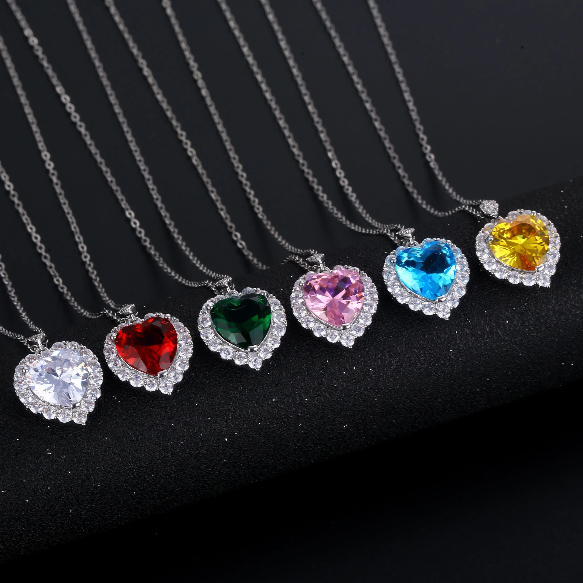 Hainon necklace 925 silver plated pendant necklace Large heart zircon jewelry for women Custom Necklaces wholesale 1