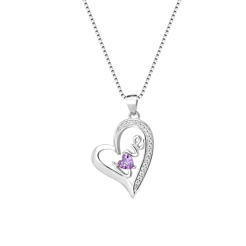 Hainon sterling silver necklace heart love white gold plating romantic Valentine's Day gifts jewelry necklace 1