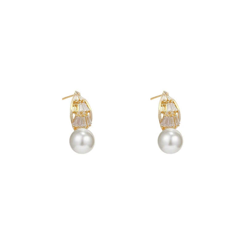 Hainon Fashion zircon earrings simple temperament pearl earrings niche personalized earrings wholesale 1
