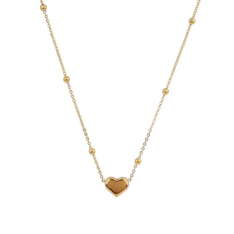 Hainon Simple love titanium steel necklace 18K gold clavicle chain new product necklace jewelry 1