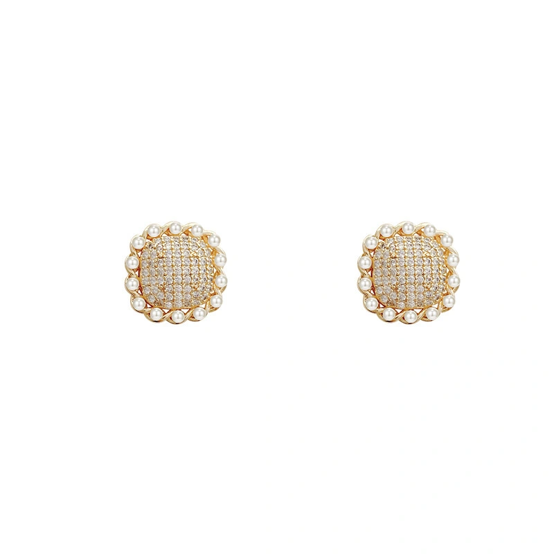 Hainon 2022 Fashion geometric earrings micro inlaid zircon earrings pearl all match earrings jewelry 1