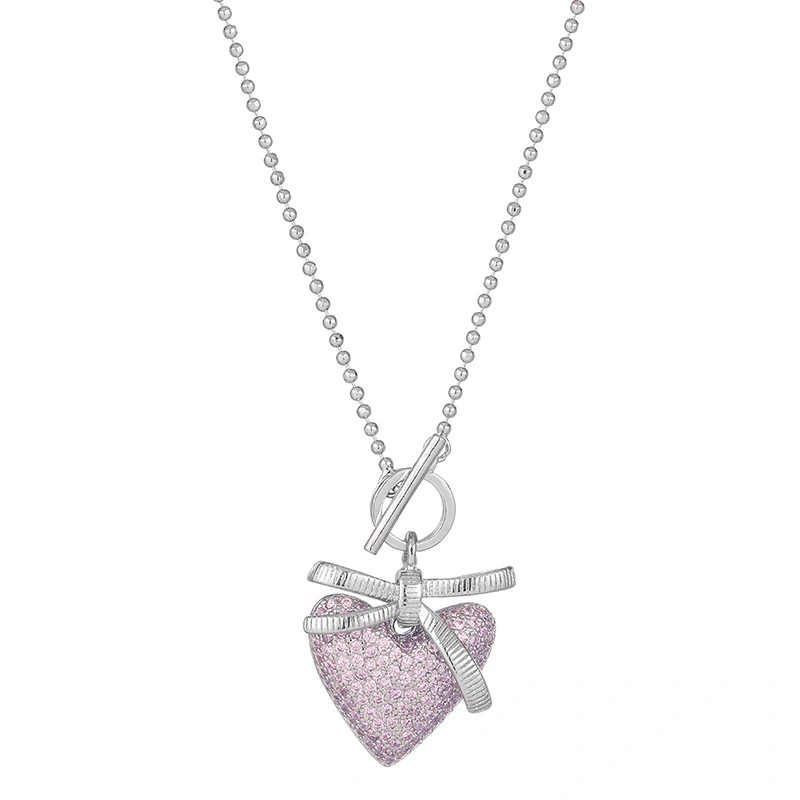 Hainon Sweetheart pink diamond love necklace design sweet fashion clavicle chain princess pendant tide 1