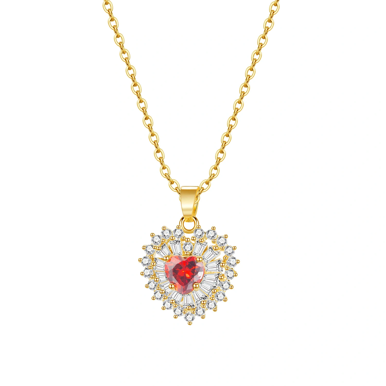 Hainon Fashion Simple and creative temperament inlaid zircon heart copper pendant clavicle chain necklace 1