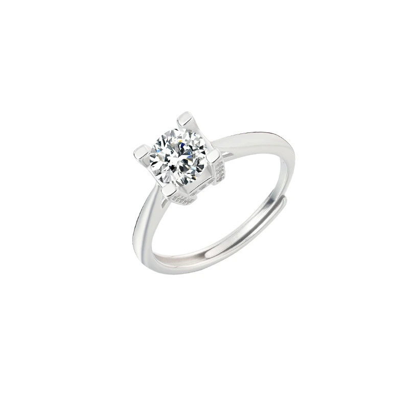 Hainon S925 Silver Women's Fashion Open Ring Light Luxury Wedding Ring Diamond Ring Gift card flannel bag set 1