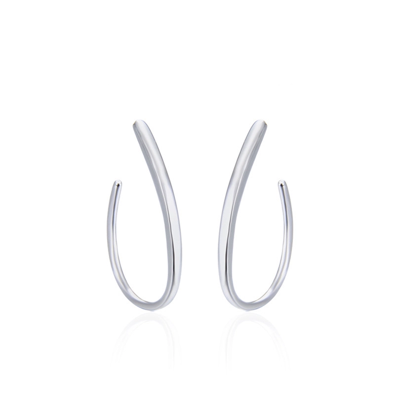 Hainon Geometrical accessories s925 silver earrings simple style ladies popular earrings Gift card flannel bag set 1