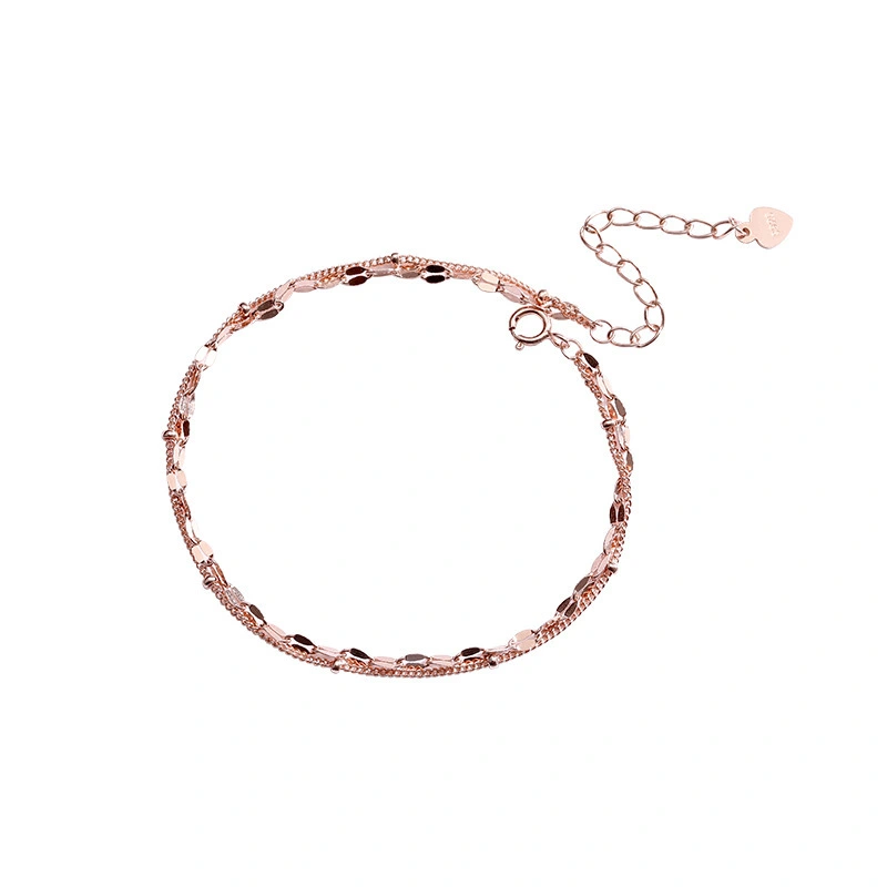 Hainon S925 Sterling Silver Bracelet Jewelry Metallic Rose Gold Plated Bracelet Female Wild Charm Gift Card Flannel Bag Set 1