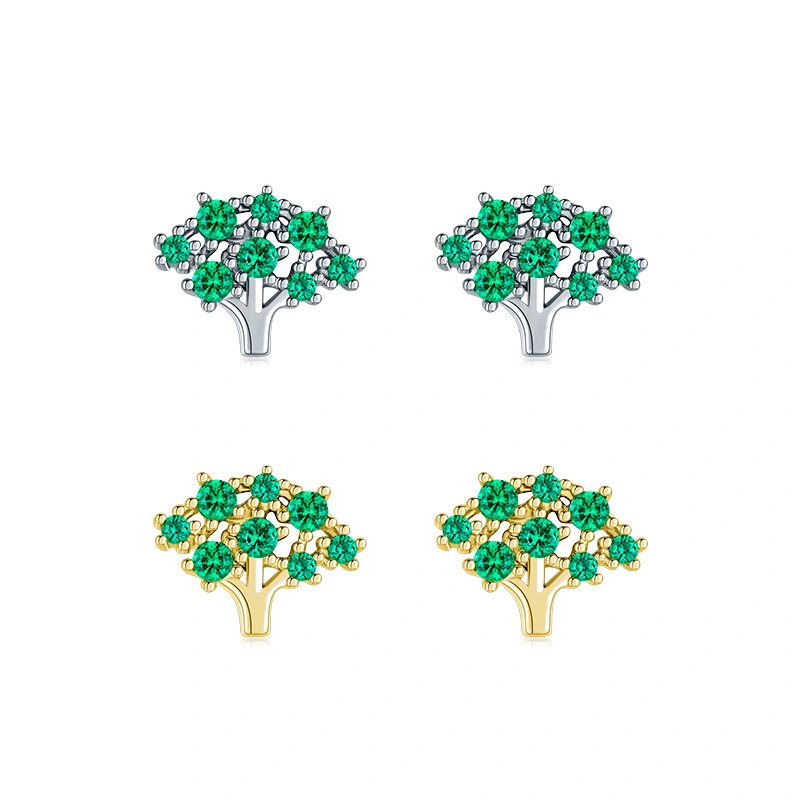 Hainon s925 sterling silver sweet vegetable ear stud earrings female cute simple mini jewelry Gift card flannel bag set 1