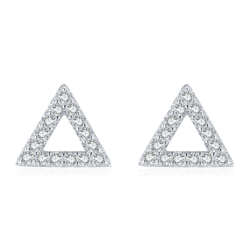 Hainon s925 sterling silver exquisite earrings women's micro inlaid triangle fashion jewelry Gift card flannel bag set 1