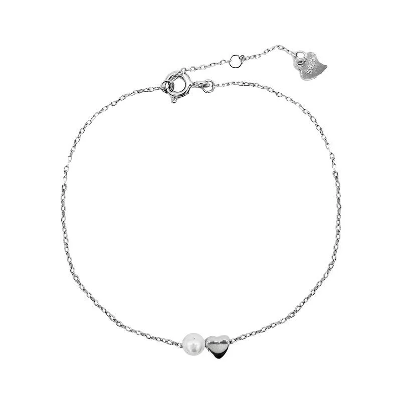 Hainon S925 sterling silver love pearl bracelet French retro temperament all match jewelry Gift card flannel bag set 1