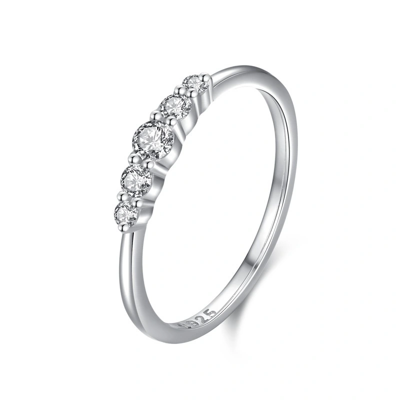 Hainon 925 sterling silver ring 5 zircon Micro inlaid rings women wedding jewelry wholesale 1