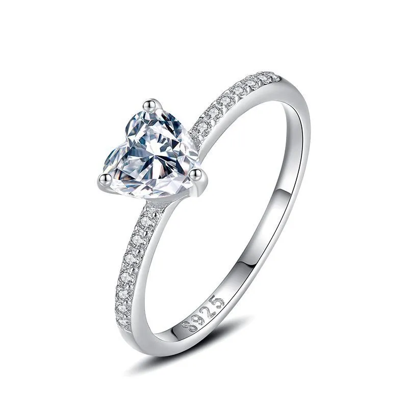 Hainon 925 sterling silver ring Classic heart shiny zircon Micro inlaid rings women wedding jewelry wholesale 2022 1