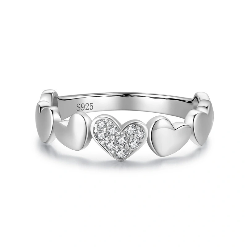 Hainon 925 sterling silver ring heart shiny zircon Micro inlaid rings women Valentine's Day jewelry wholesale 2022 1