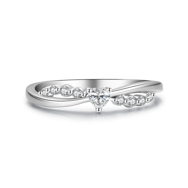 Hainon 925 sterling silver ring heart shiny zircon Micro inlaid rings women Valentine's Day jewelry wholesale 2023 1