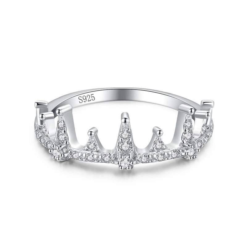 Hainon 925 sterling silver ring crown shiny zircon Micro inlaid rings women Valentine's Day jewelry wholesale 2022 1