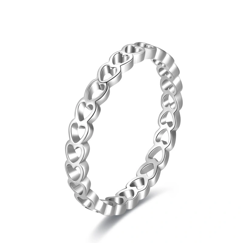 Hainon 925 sterling silver ring Micro inlaid thin Hollow Heart rings women wedding jewelry wholesale 1