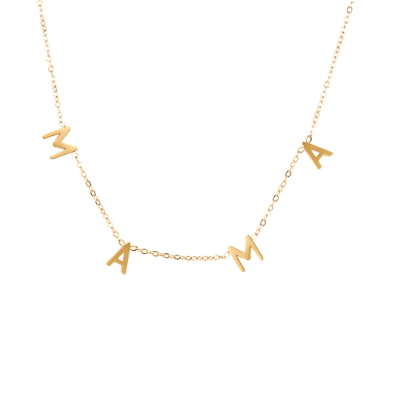 Hainon 18k gold Plated Stainless Steel Necklace mama Letter Necklace For Women Custom mom Necklace 1