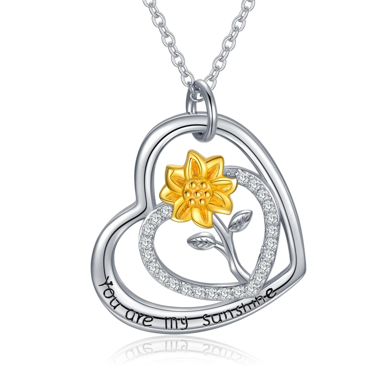 Hainon custom gold plated sunflower letter Necklace Link heart Necklace Gift for Women mom necklace1 1