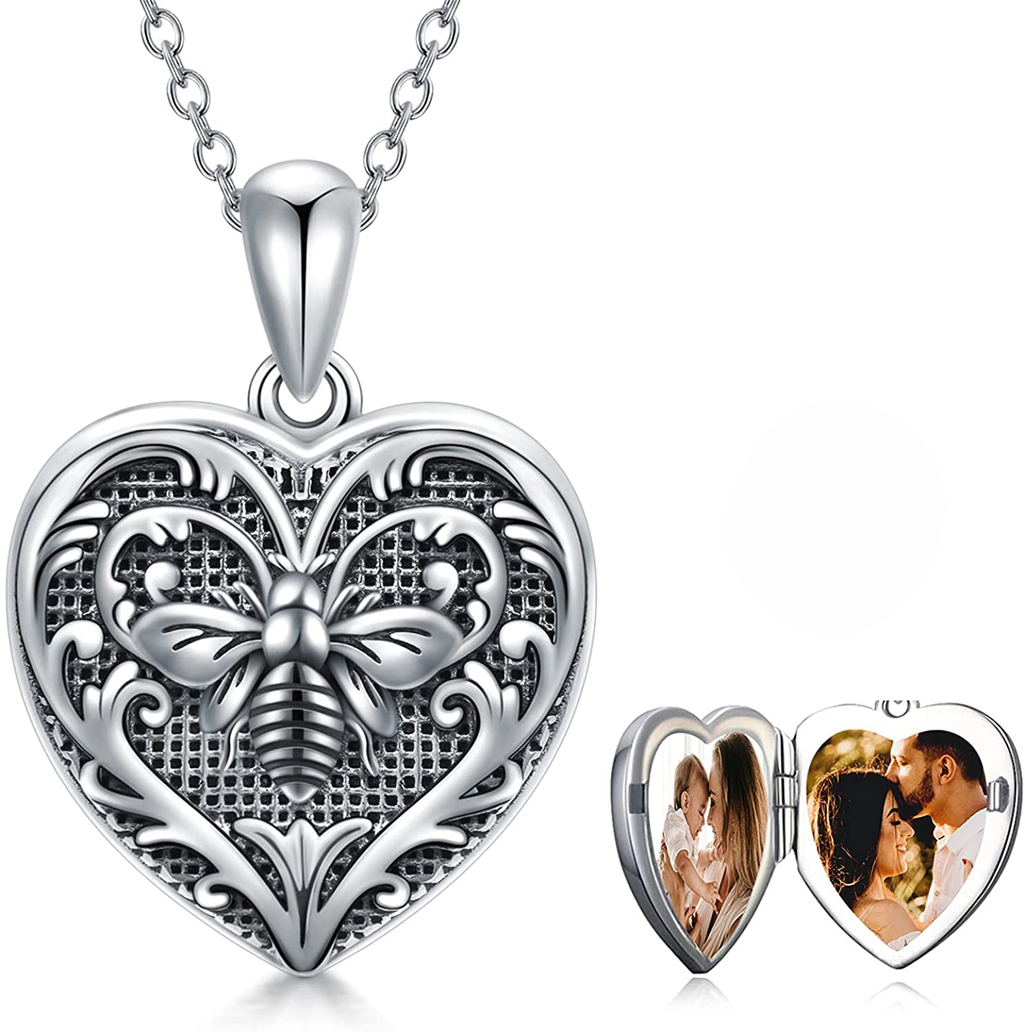 Hainon vintage Pretty  Custom Photo Brass heart Bee Pendant  Necklace Jewelry  best gift for women  Wholesale 1