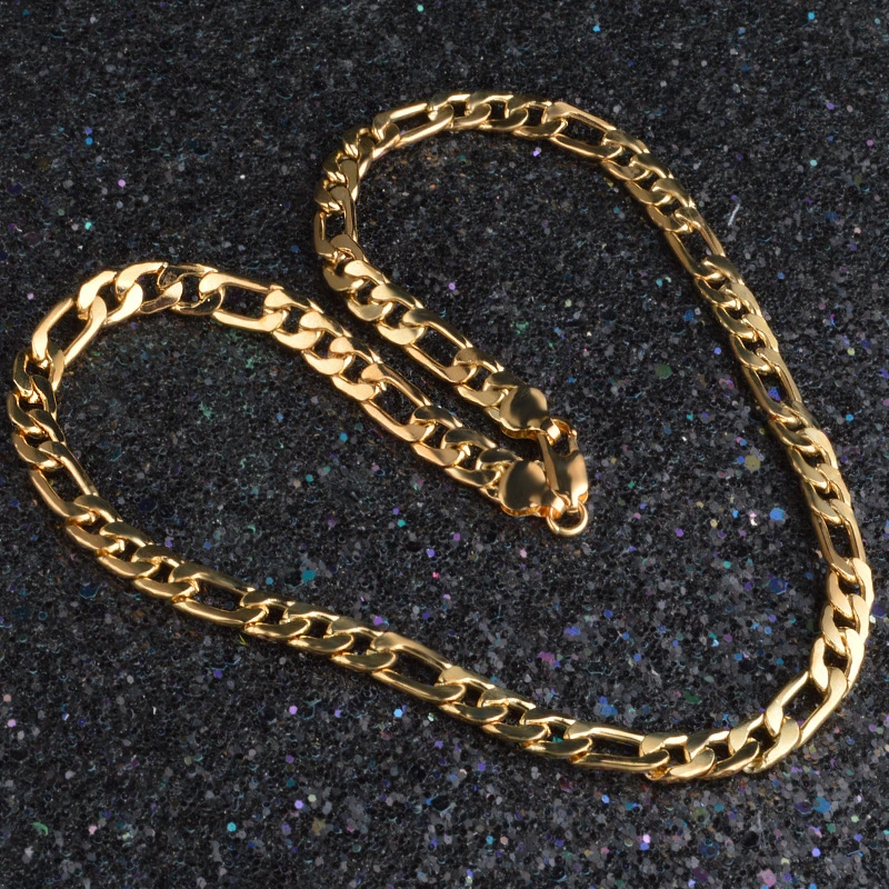 2018 gold chain necklace for men stamped 18kg 20 22inch gold chain stock wholesale 8mm Velvet bag packaging necklace 1