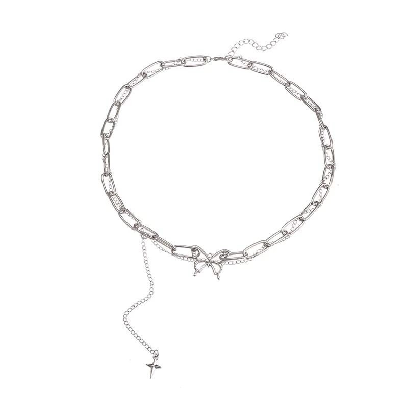 Hainon Choker Necklace Gift for Women platinum Simple Colorful Butterfly Necklace wholesale 1