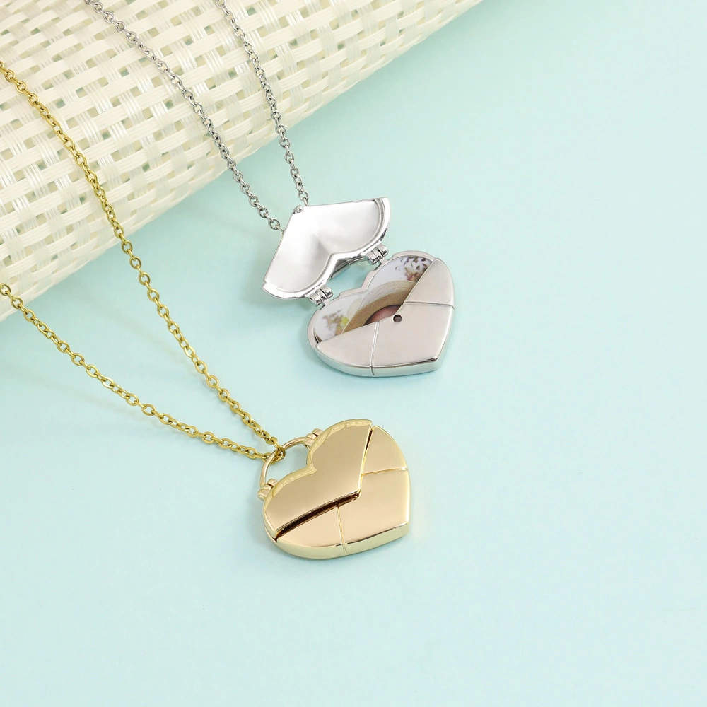 Hainon  New fashion Necklace Can put photos Girl Heart Pendant necklace jewelry for women wholesale dropshipping 1