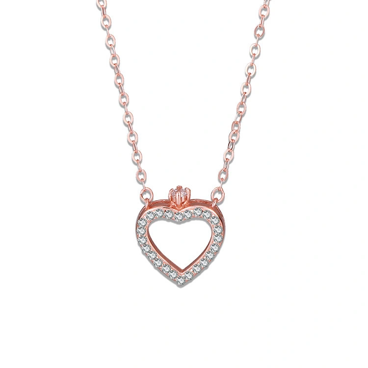 Hainon Love Necklace Female Clavicle Chain Niche Wild Fashion Heart Pendant Sterling Silver Valentine's Day gift 1