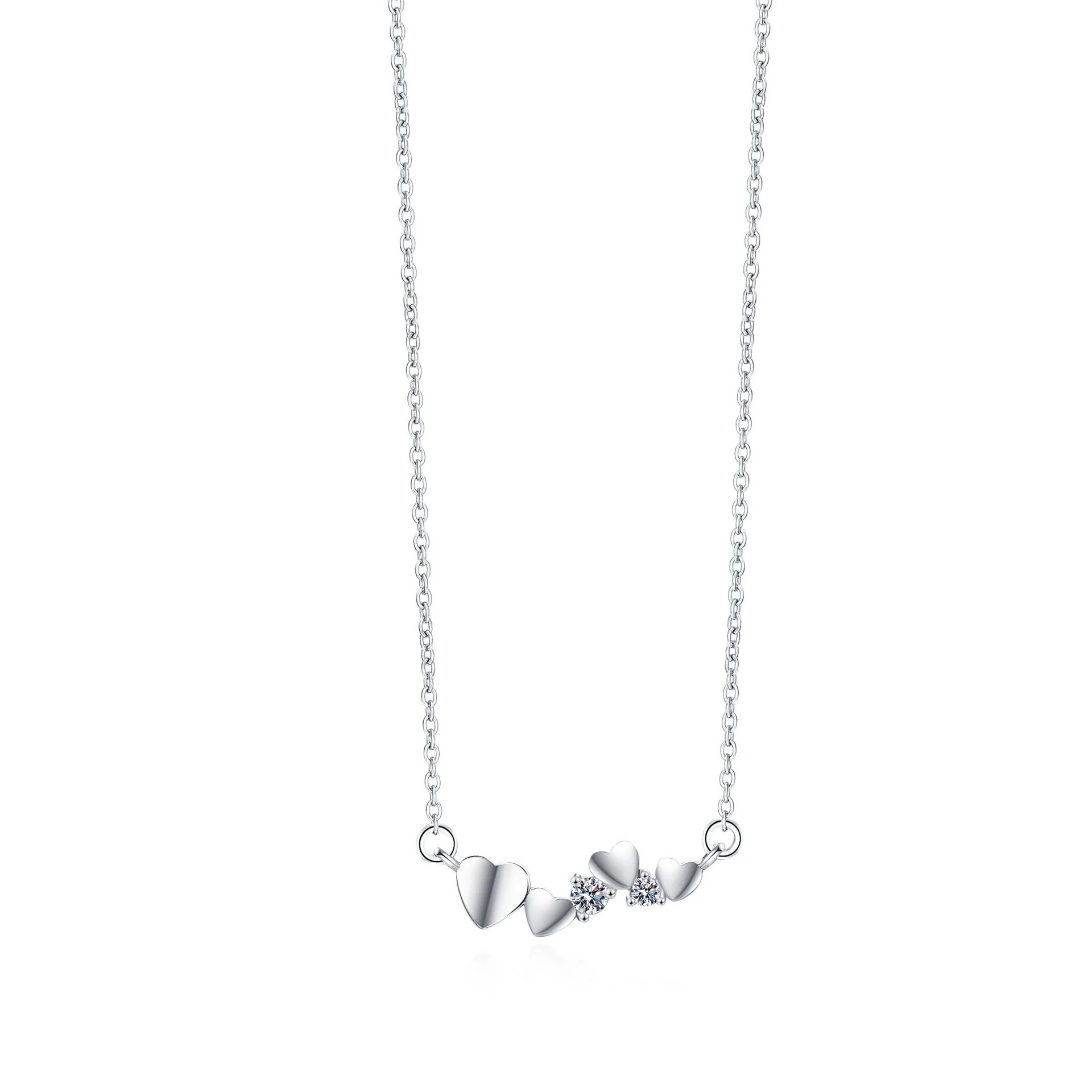 Hainon 2022 fashion S925 Silver Love Necklace Female Clavicle Chain Sweet Fashion Simple Necklace jewelry 1