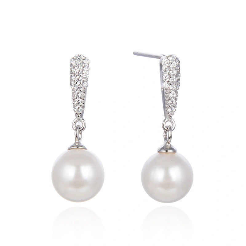 Hainon Creative design earrings s925 silver pearl earrings ladies Stud earrings Gift card flannel bag set 1