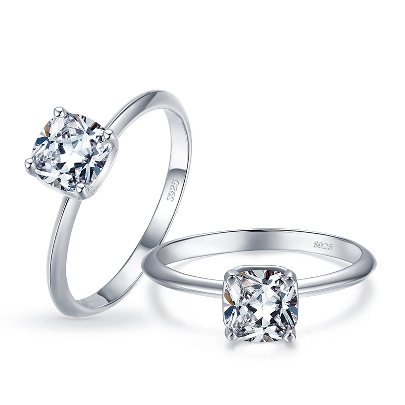 Hainon s925 sterling silver ring simple and exquisite temperament 5A zircon ring Gift card flannel bag set 1