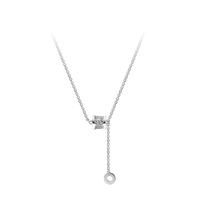 Hainon S925 sterling silver jewelry necklace simple tassel circle sterling silver necklace clavicle chain female 1