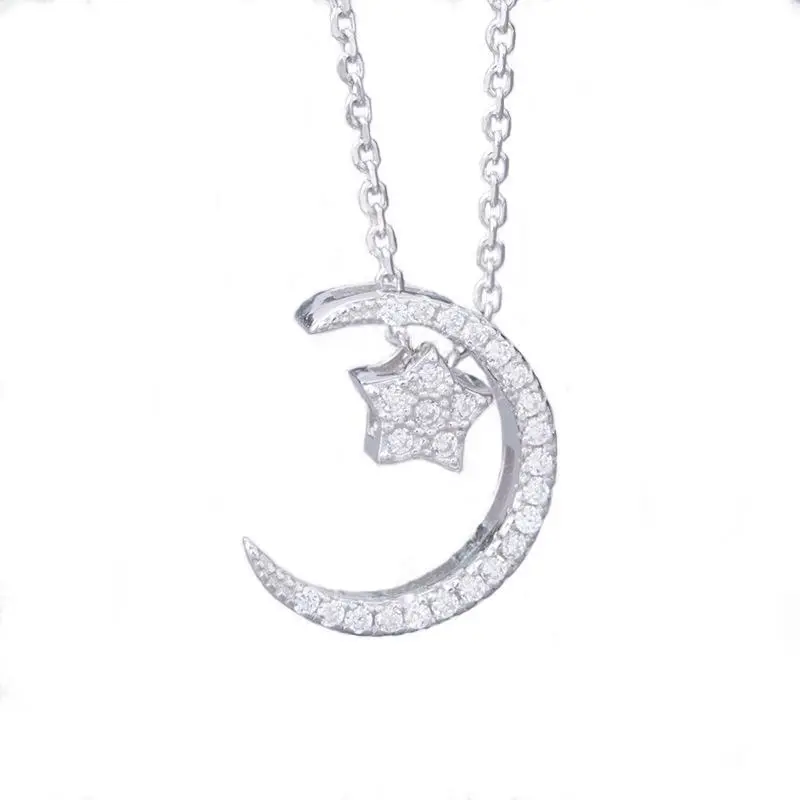 Hainon Moon Necklace 925 Sterling Silver Forever Love Sparkling Crescent Jewelry Gift for Women Girls Teen 1