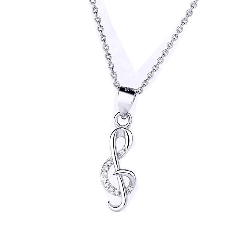Hainon Sterling Silver 925 Pendant Necklace Fashion Classic Musical Note Pendant Necklace Women Wholesale 1