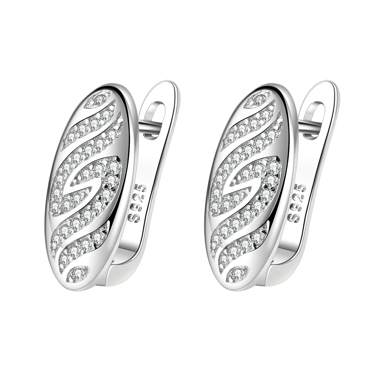 Hainon 2022 clip earrings women Oval wave pattern zircon earrings Fashion Elegant gift Jewelry wholesale 1