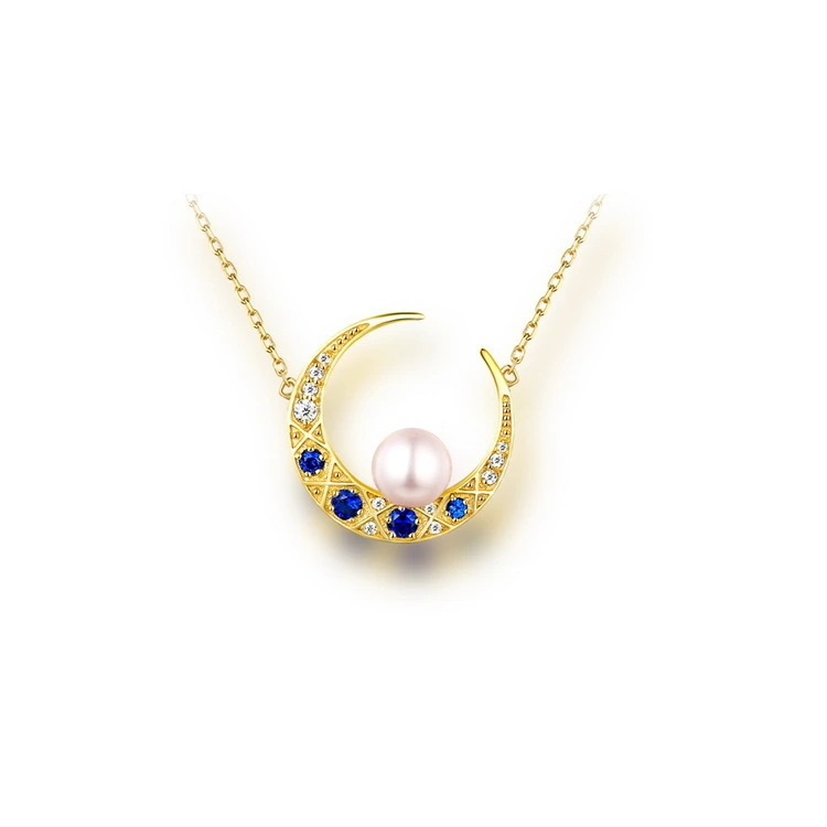 Hainon Jewelry 18k Gold Pearl Moon Pendant Necklace Jewelry For Women Custom Necklaces Wholesale Supplier 1