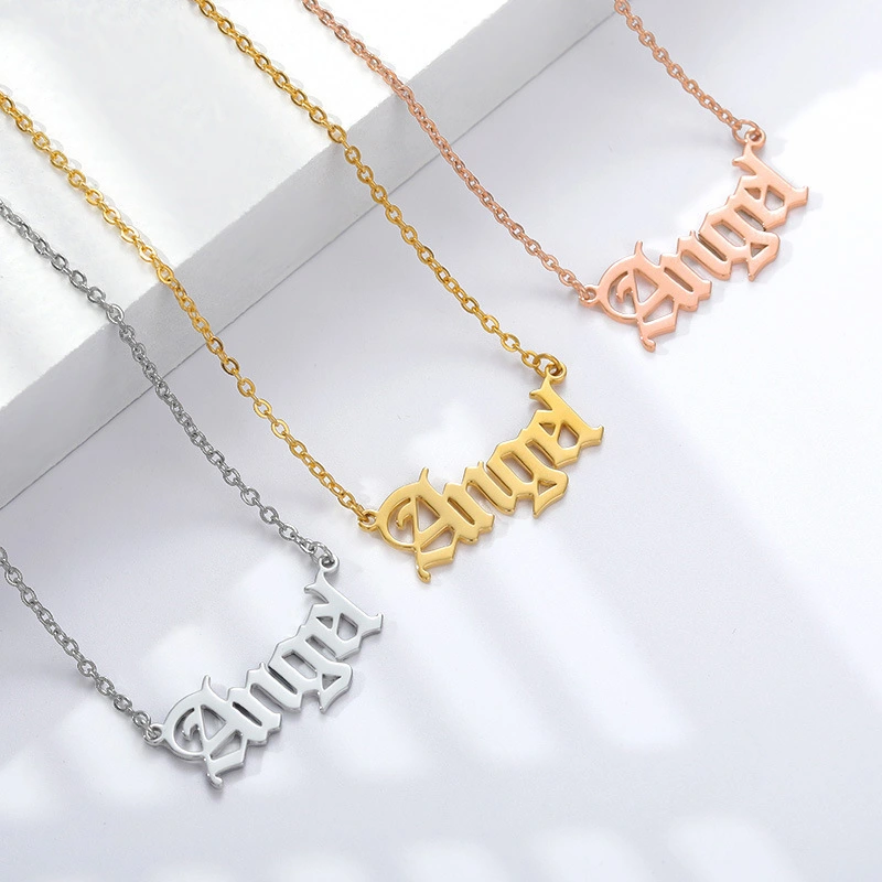 Hainon Angel English Word Necklace Stainless Steel letter Necklace custom name plate necklace jewelry 1