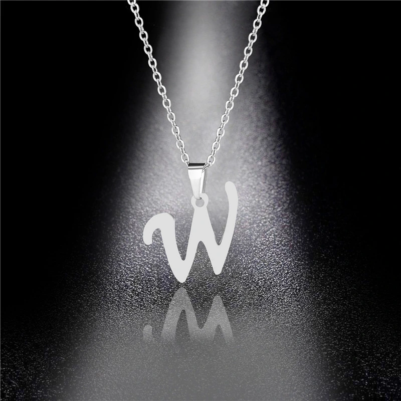 Hainon minimalist Stainless Steel A-Z pendant Necklace Clavicle Chain Simple 26 English Letter Necklace Female 1