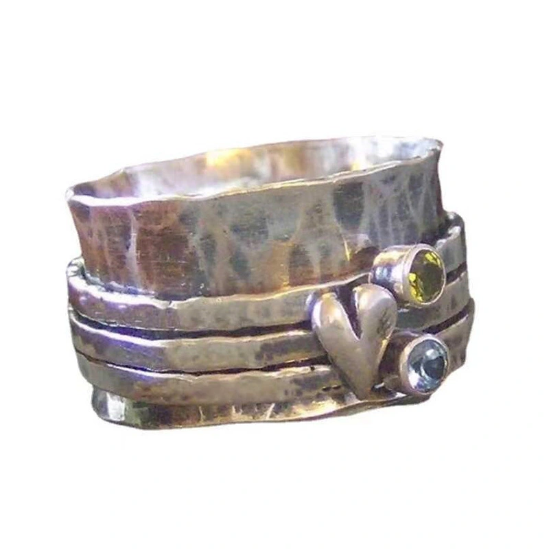Hainon New multilayer creative fashion color zircon love ring popular retro rings in Europe and America 1