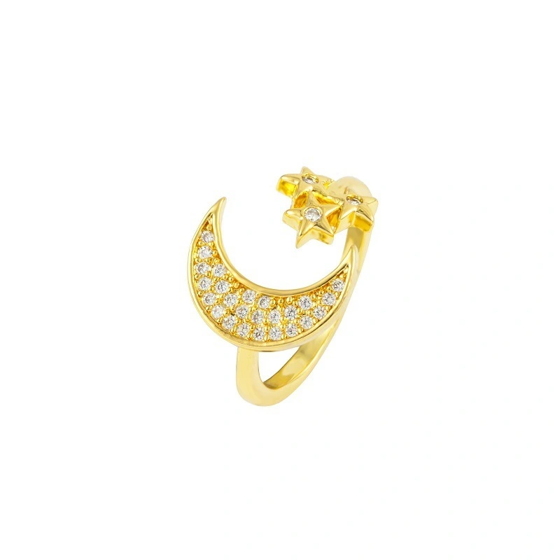 Hainon new fashion design simple love ring copper zircon plated 18K gold open index finger ring jewelry 1