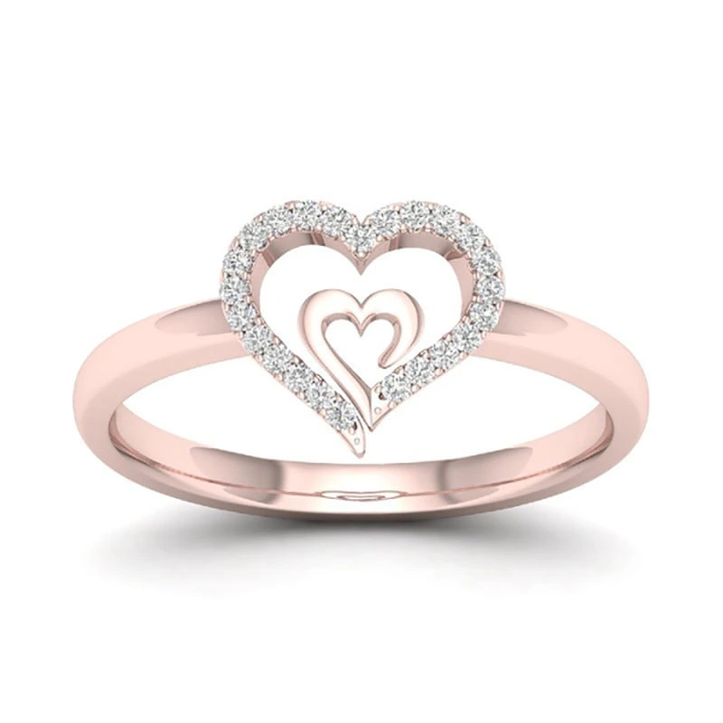 Hainon Wholesale cute white zircon heart ring jewelry for women new trendy index finger ring for wedding 1