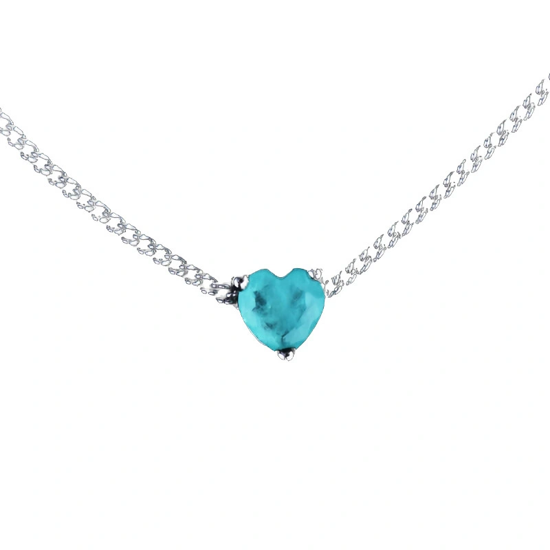 Hainon New design small blue love necklace heart pendant clavicle chain Fashion Jewelry for girl wholesale 1