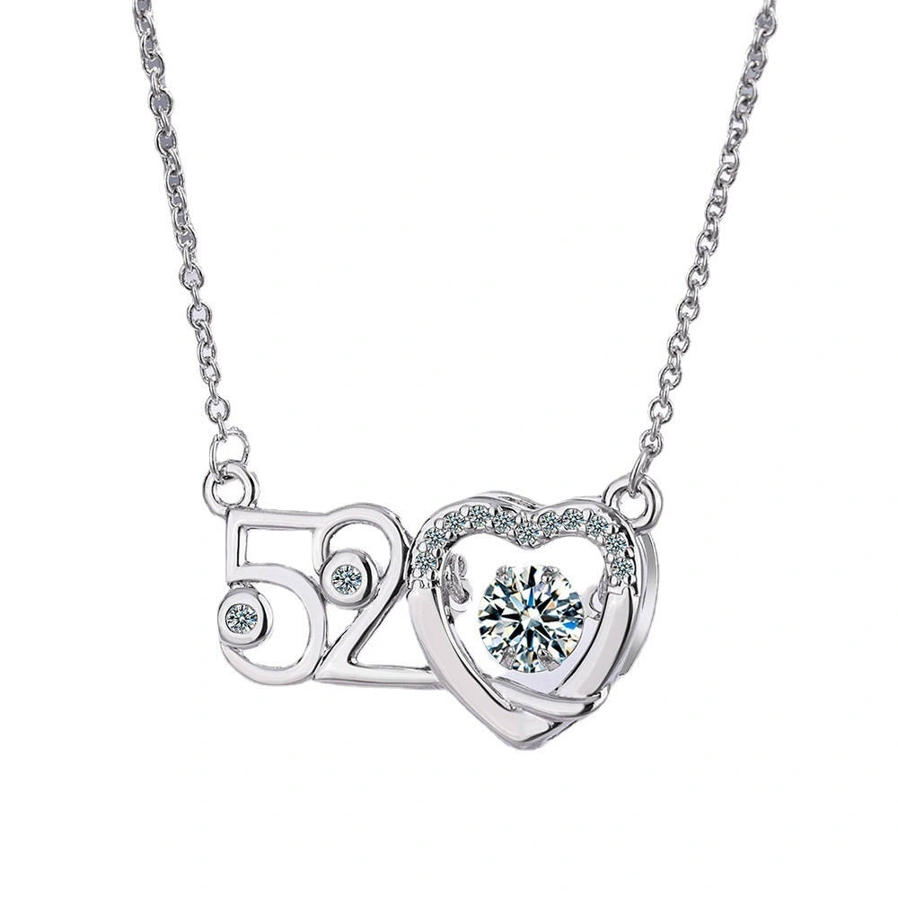 Hainon European and American simple personality digital inlaid zircon 520 short necklace female necklace 1